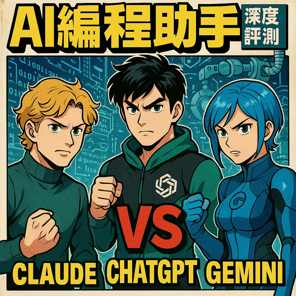2025年AI編程助手深度評測：Claude vs ChatGPT vs Gemini，哪個最適合開發者？